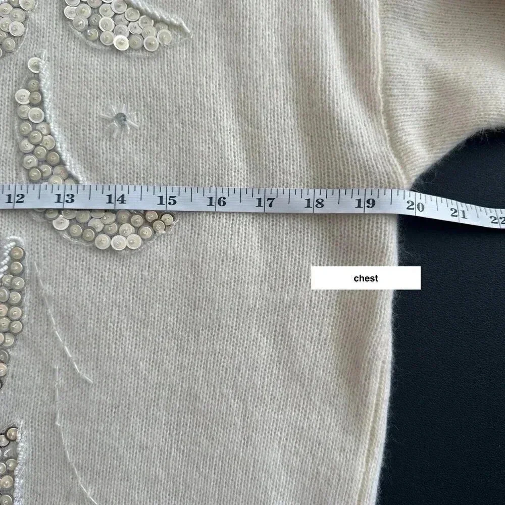 Embellished Cream Sweater - Crew Neck - Picture 11 of 14
